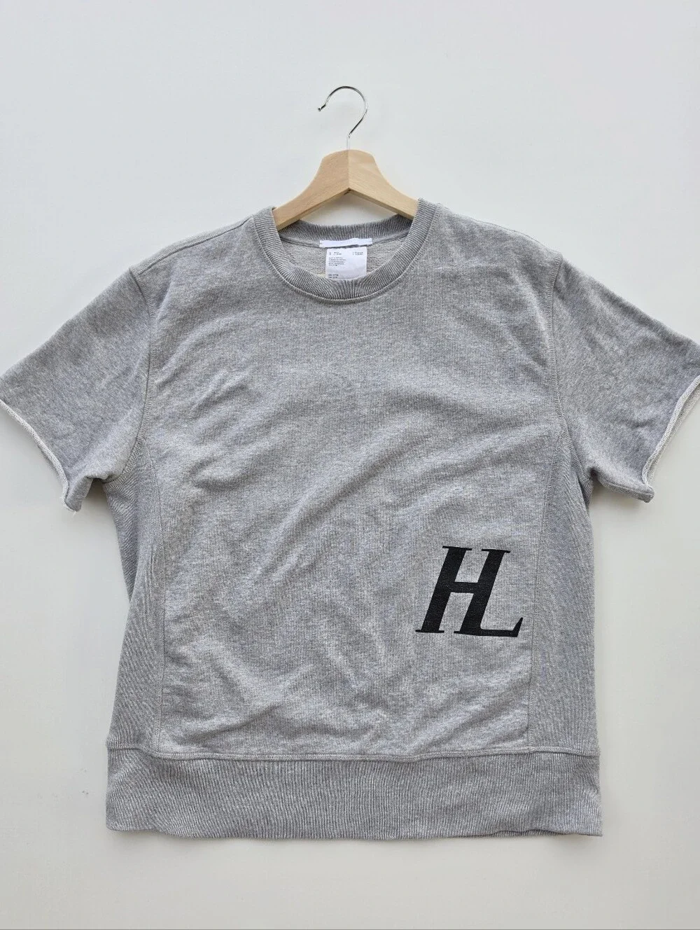 Helmut Lang HL Logo Grey Short Sleeve Crewneck Sweatshirt Tee